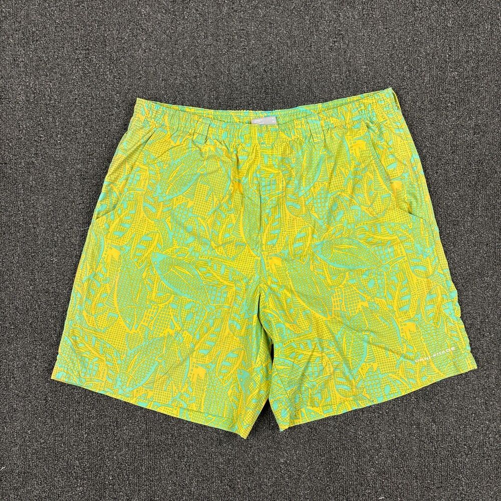 Columbia PFG Shorts Men's Backcast Lined Water Green Inseam Swim Size Medium